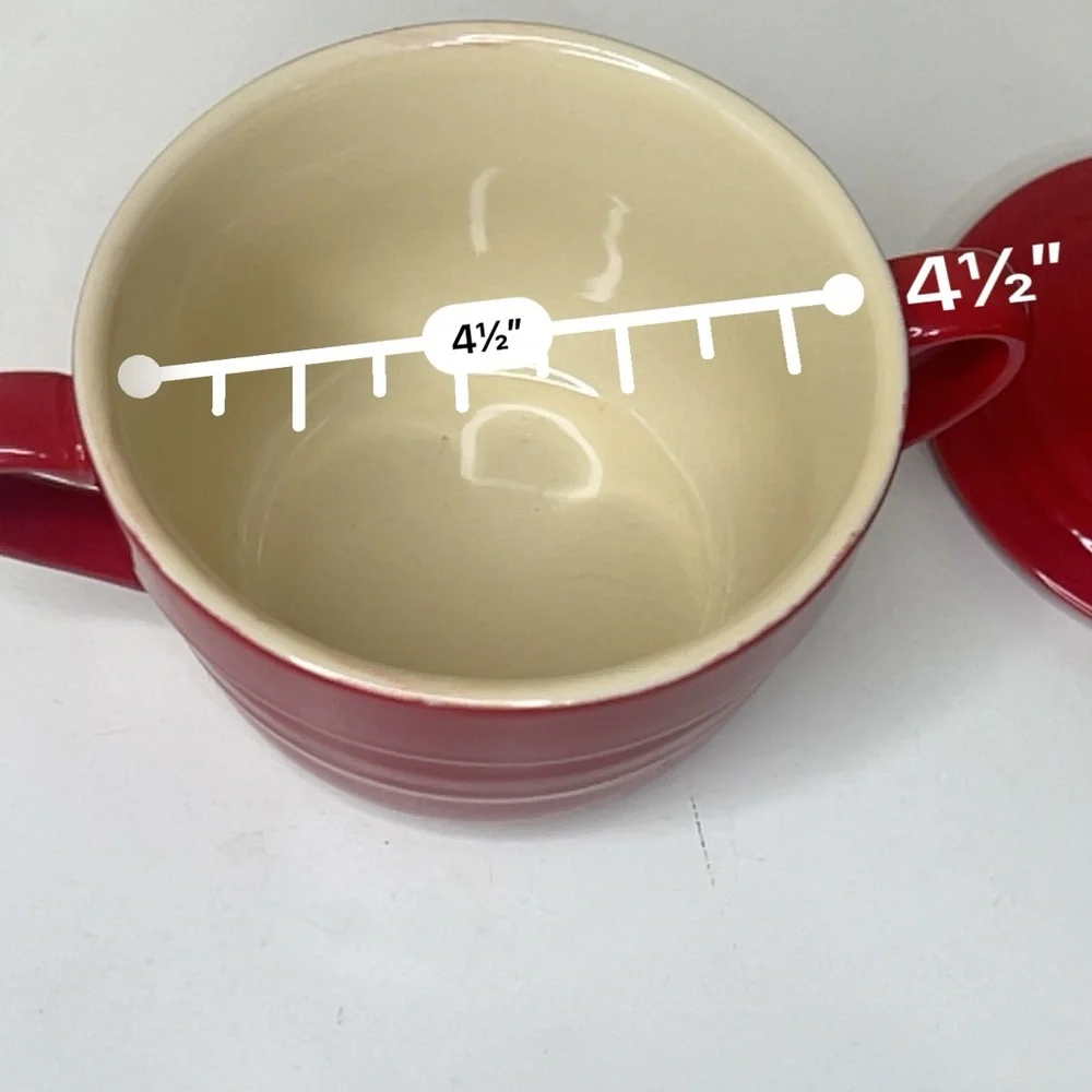 Le Gourmet Chef Red Soup Crock with Lid | Mini Ceramic Pot | 4.5” Covered Bowl